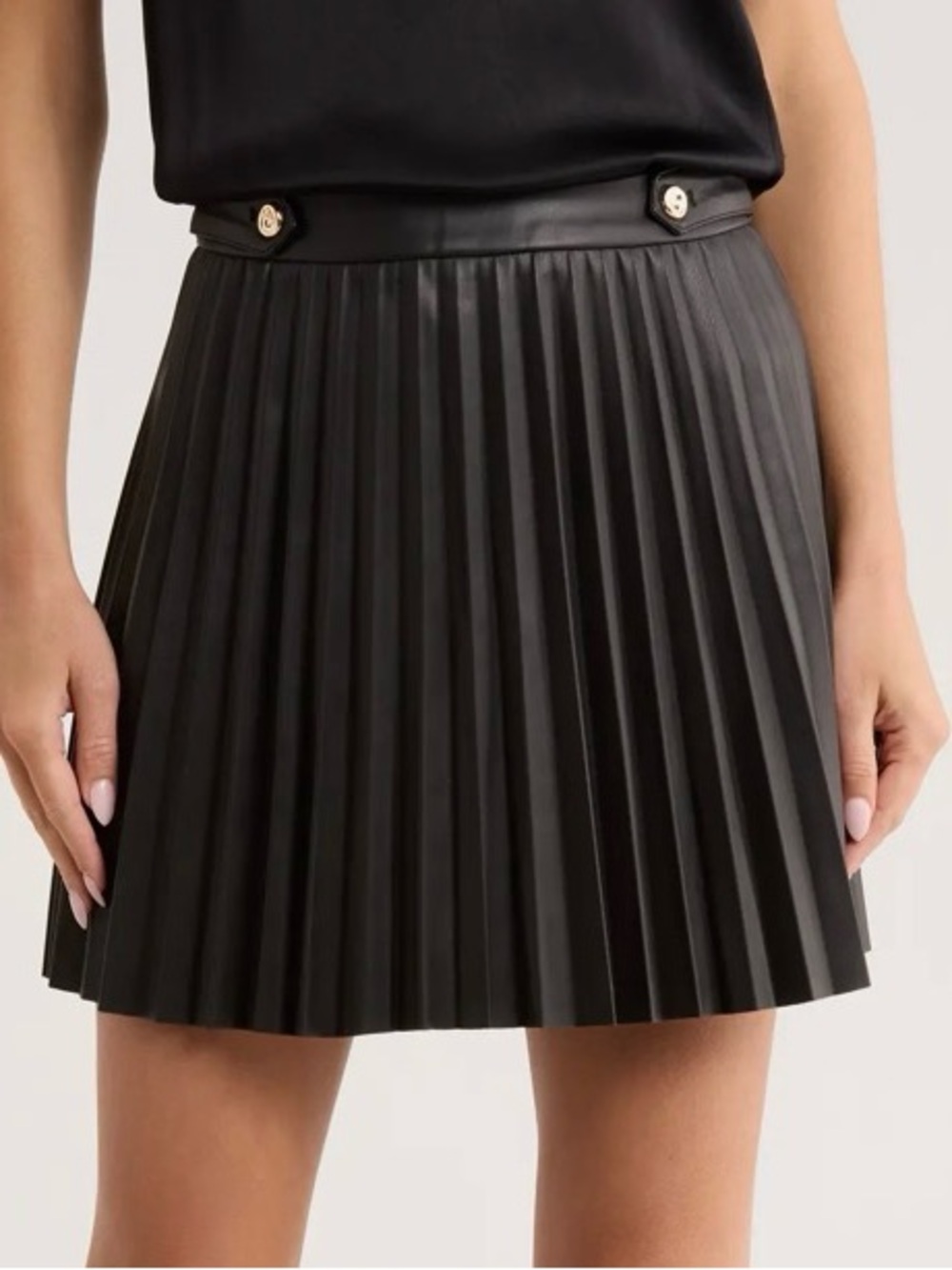 Jason Wu Faux Leather Pleated Mini Skirt Black Dark Academia Goth Preppy Edgy 4